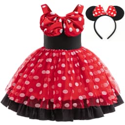 Children's Day Girls Cute Princess Dress WIith Bowknot Headband Kids Minni Polka Dot Gown For Birthday Party Carnival Costume
