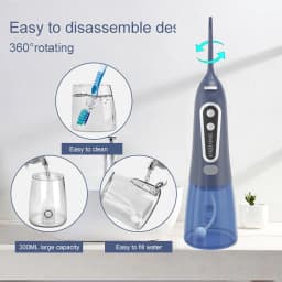 Oral Irrigator With Travel Bag Portable Water Flosser USB Rechargeable 6 Nozzles 300ml Water Tank Waterproof Dental Water Jet