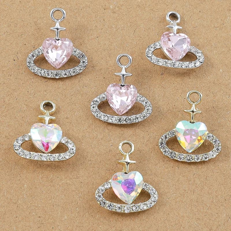 10pcs 18*15mm Crystal CZ Love Heart Charms Pendant for Jewelry Making DIY Earrings Necklace Bracelet Accessories Supplies