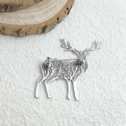 Charming punk style tree of life sika deer stainless steelGold-plated 18K brooch, black suit accessories, wedding matching set
