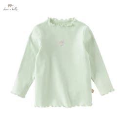 Dave Bella 2025 Spring Children Girls Baby Long Sleeved T-shirts Fashion Casual Children's Pure Cotton Base Layers Top DB1250442