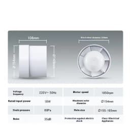 4/5/6 inch 220V Silent Ventilation Air Vents Ventilator Extractor Exhausted Extractor Fan Ventilator Bathroom Kitchen Washroom