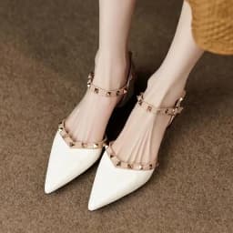 2025 Spring and Autumn New Style Fashionable Comfortable and Elegant Pointed Toe Wear-resistant Casual Rivet Sandals for Women