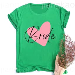 Heart Printed Team Bride Shirts Bride Bachelorette Party T-shirt Hen Party Bridal and Friends Family T-shirt Bridesmaid Outfit