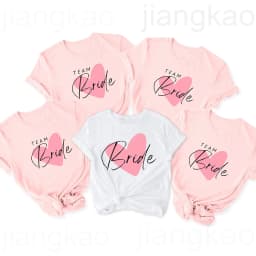 Heart Printed Team Bride Shirts Bride Bachelorette Party T-shirt Hen Party Bridal and Friends Family T-shirt Bridesmaid Outfit