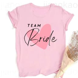 Heart Printed Team Bride Shirts Bride Bachelorette Party T-shirt Hen Party Bridal and Friends Family T-shirt Bridesmaid Outfit