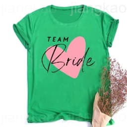 Heart Printed Team Bride Shirts Bride Bachelorette Party T-shirt Hen Party Bridal and Friends Family T-shirt Bridesmaid Outfit