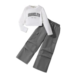 2024 New Spring Autumn Girls Matching Clothes 8-12 Years Solid Color Vacation Party Daily Casual Clothing Korean Style Outfits