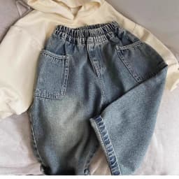 2026 Spring Autumn Kid Boys Denim Pants Side Pocket Polished White Children Boys Pants Elastic Waist Casual Baby Boys Trousers