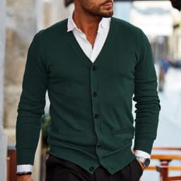 2026Men's V-neck Casual Cardigan, Simple Warm Slim Fit Knitted Sweater, Suitable for Spring and Autumn Seasons