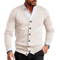 2026Men's V-neck Casual Cardigan, Simple Warm Slim Fit Knitted Sweater, Suitable for Spring and Autumn Seasons