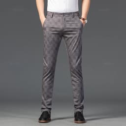 2024 New Men's Casual Plaid Pants Business Casual Slim Fit Black Blue Red Khaki Classic Style Trousers Male Brand Luxury Clothes