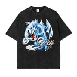 Anime Yu Gi Oh T Shirts Vintage Washed Dark Magician Girl T-shirt Retro Streetwear Manga Black Magician Short Sleeve Tops Tees
