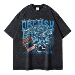 Anime Yu Gi Oh T Shirts Vintage Washed Dark Magician Girl T-shirt Retro Streetwear Manga Black Magician Short Sleeve Tops Tees