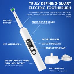 Smart Wireless Charging Electric Toothbrush, 4 Modes Rechargeable Electric Toothbrushes Fit for Oral B Electric Toothbrush Heads