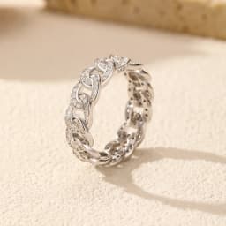 MODIAN 925 Sterling Silver Sparkle Clear CZ Lock Eternity Band Ring For Women Party Vacation Stackable Trendy Fine Jewelry Gifts