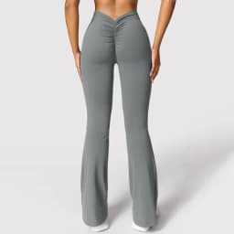 Fashion Micro Horn Leggings Women V-back Waist Sports Pants High Waist Push Up Butt Gym Pants Solid Slim Latin Dance Trousers