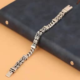 S925 Sterling Silver Double-Layer Peace Print Bracelet Woven Retro Personality National Tide National Style Hand Jewelry Gift