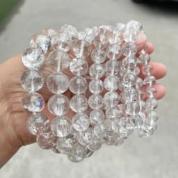 JD Natural Stone Azeztulite Rock Quartz Cracked Crystal Bead Bracelets Women Men Reiki Healing Stretch Jewelry Couple Party Gift