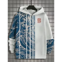 Japanese Harajuku 3D Printed Hoodies For Men Mountain Cat Tentacle Graphic Pullover Sweatshirts Casual Loose Hooded Long Sleeves