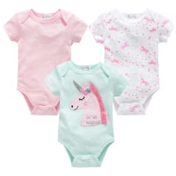 3 Pcs a lot Baby Gilrs Bodyusit 100% Cotton Unicorn Design Short Sleeve Summer Newborn Clothes 0-12 Months Costume