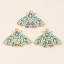 Leslie 10pcs Beautiful Enamel Insect Flower Moon Star Moth Butterfly Charms for Earrings Necklace Jewelry Making Accessories