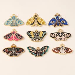 Leslie 10pcs Beautiful Enamel Insect Flower Moon Star Moth Butterfly Charms for Earrings Necklace Jewelry Making Accessories