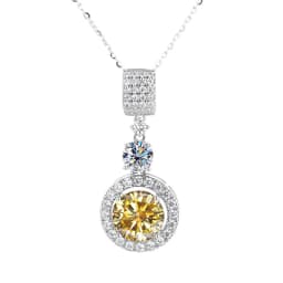 5ct Moissanite Diamond Pendant Necklace with Certificate Blue Green Pink Color Round Shape D Color VVS Moissanite Jewelry Gift