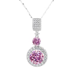 5ct Moissanite Diamond Pendant Necklace with Certificate Blue Green Pink Color Round Shape D Color VVS Moissanite Jewelry Gift