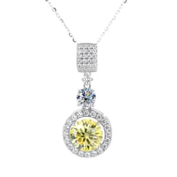 5ct Moissanite Diamond Pendant Necklace with Certificate Blue Green Pink Color Round Shape D Color VVS Moissanite Jewelry Gift