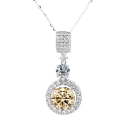 5ct Moissanite Diamond Pendant Necklace with Certificate Blue Green Pink Color Round Shape D Color VVS Moissanite Jewelry Gift