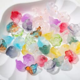 50pcs New Lily Of The Valley Colorful Bead Caps Glass Pendant Spacer Beads Jewelry Making Bracelet Earrings Beading Diy Material