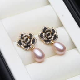 Wedding Freshwater Pearl Drop Earrings Women,Luxury 925 Silver Natural Pearl Earrings Wife Girls Birthday Gift White Black
