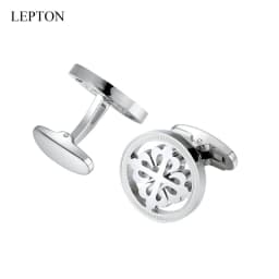 Mens Silver Color Stainless Steel Round Crusaders Cufflinks for Lepton Men Gift for Wedding Groom Business Cufflink Gemelos