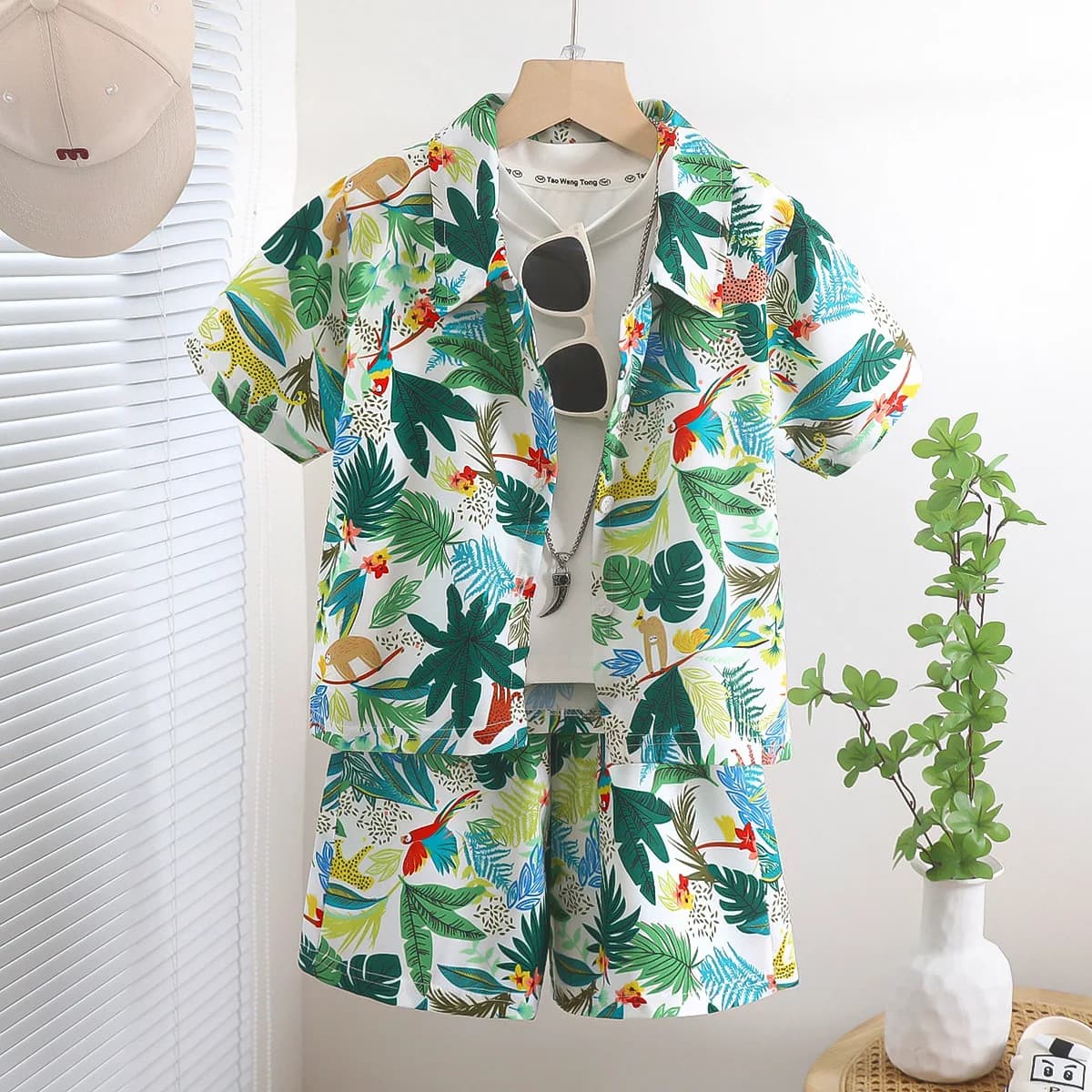 Somenie Boys Summer Shirt Set Clothes Infant Vacation Style Thin Short Sleeve + Shorts 2 Piece Kids Clothes Trend 2025