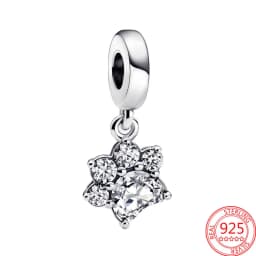 925 Sterling Silver Rotating Star Chart&Puzzle&Wine Bottle&Snowflake&Double Wings Dangle Charm Fit Brand Bracelet Shining Zircon
