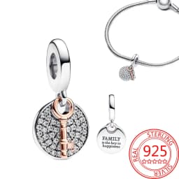 925 Sterling Silver Rotating Star Chart&Puzzle&Wine Bottle&Snowflake&Double Wings Dangle Charm Fit Brand Bracelet Shining Zircon