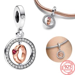 925 Sterling Silver Rotating Star Chart&Puzzle&Wine Bottle&Snowflake&Double Wings Dangle Charm Fit Brand Bracelet Shining Zircon