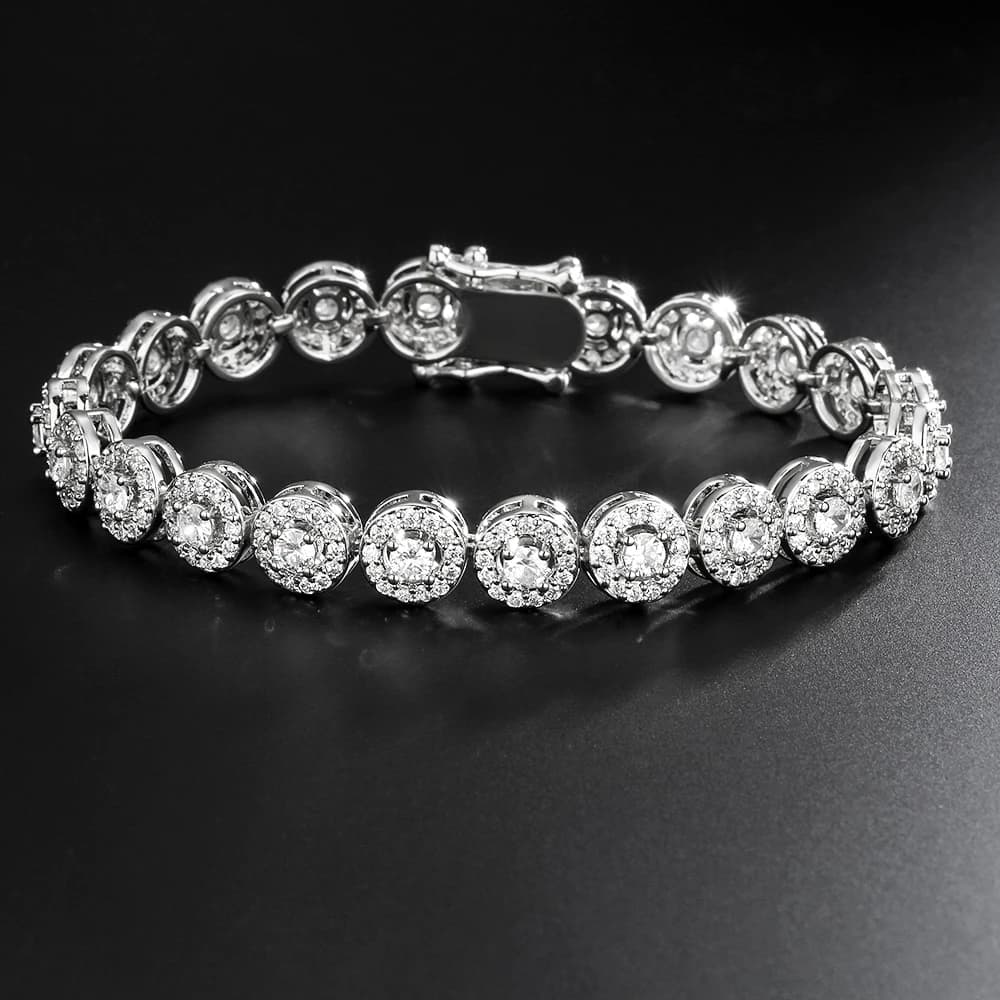 TrendMen Hiphop/Rock Trendy Round Zirconia Tennis Bracelets For Fashion Men Women Gold Color Crystal Wristlet Jewelry Bangles