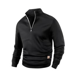 Spring Autumn Fashion High Neck Half Zipper Long Sleeve Sweatshirts Men's Casual Knitted Pullovers Daily Warm Coats