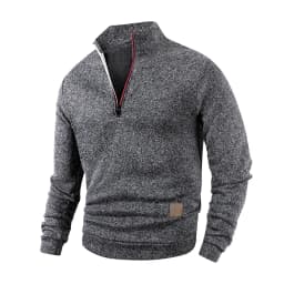 Spring Autumn Fashion High Neck Half Zipper Long Sleeve Sweatshirts Men's Casual Knitted Pullovers Daily Warm Coats