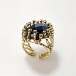 FUWO 1Pc Luxury Natural Semi Precious Stone Ring,Golden/Silver Plated Obsidian Rings With Colourful Zircon For Women RG057O