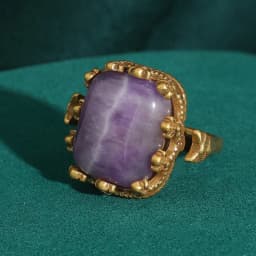 Retro Noble Purple Square Natural Stone Rings for Women Prong Setting Wedding Bands Vintage Antique Jewelry Party Copper 2024