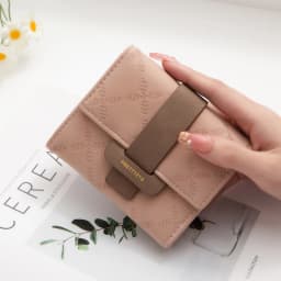 Purse for Female Korean PU Plaid Buckle Simple Multi-Card Folding Triple Fold Bag Large Capacity Student Ladies Daily Travel