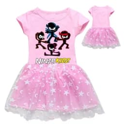 Ninja Kidz Kids Dress New Children Clothing for Girls Short Sleeve Cartoon Birthday Party Princess Dresses Summer Girls Dres