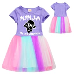 Ninja Kidz Kids Dress New Children Clothing for Girls Short Sleeve Cartoon Birthday Party Princess Dresses Summer Girls Dres