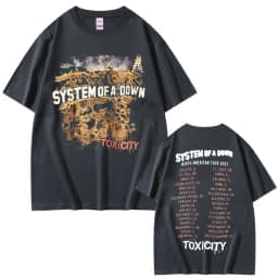 Vintage Rock Band System of A Down Toxicity Tour T Shirt Men Women Gothic Punk Rock T-shirts Men's Hip Hop Oversized T Shirts