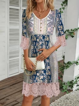Fashion Elegant Women Dress Loose Casual Dress Women Printed Dress New Temperament