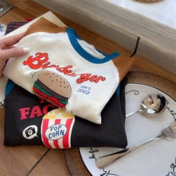 Childrens Boys Long Sleeve T-shirt 2025 Korean Spring Autumn Pure Cotton Boys Tops Cartoon Printed Contrasting Bottom Shirt