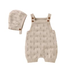 Cotton Baby Rompers Knit Infant Newborn Boys Jumpsuit Sleeveless Summer Toddler Girl Kid Clothing Hat Fashion Solid 2pcs Outfits